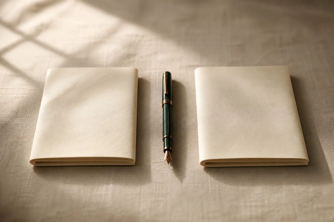Handschriftlich verfasstes Testament mit Füllfederhalter auf einem Schreibtisch